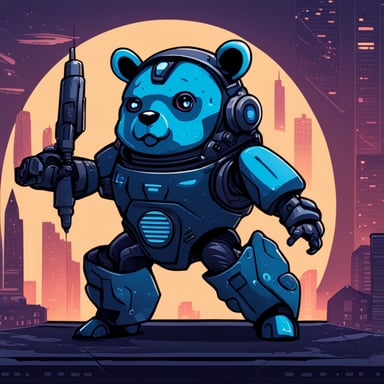 Go Blue Gopher as a cyberpunk futuristic robot mecha.
