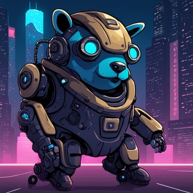 Go Blue Gopher as a cyberpunk futuristic robot mecha.