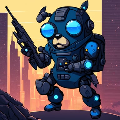 Go Blue Gopher as a cyberpunk futuristic robot mecha.