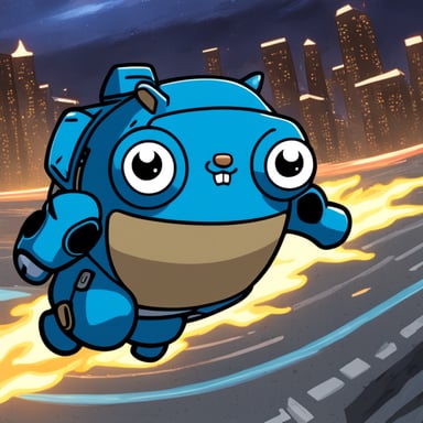 Go Blue Gopher in mecha gopher anime.