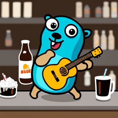 Go Blue Gopher drinking root beer.