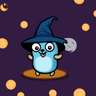Go blue gopher as the witch gopher.