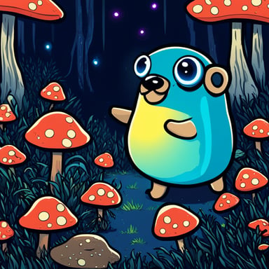 Go Blue Gopher danced in a mushroom forest, moving to the beats from huge speakers, with a DJ and lights/lasers adding to the vibe.