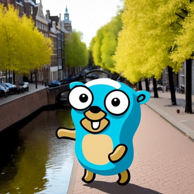 Go Blue Gopher explores Amsterdam.