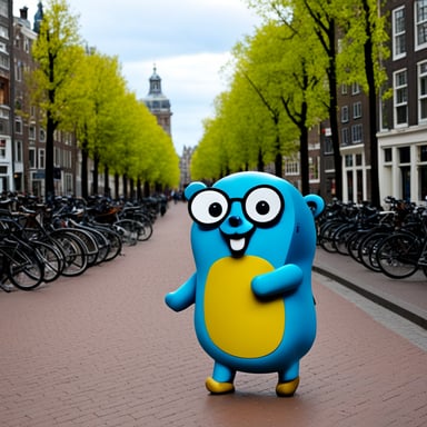Go Blue Gopher explores Amsterdam.
