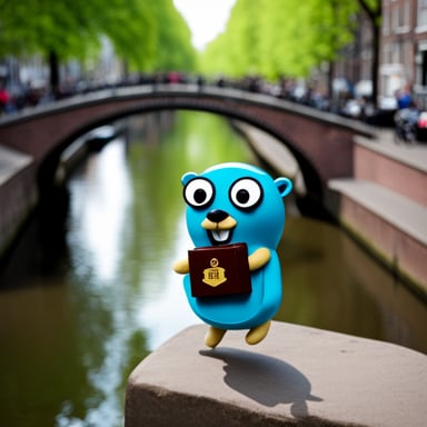 Go Blue Gopher explores Amsterdam.