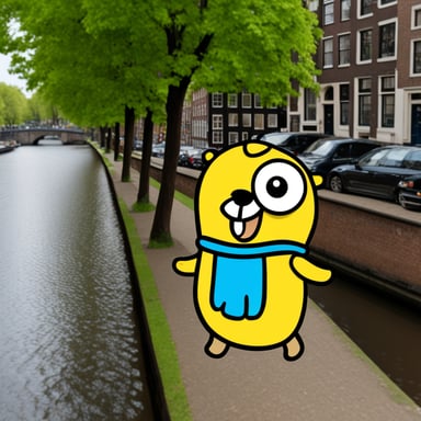 Go Blue Gopher explores Amsterdam.