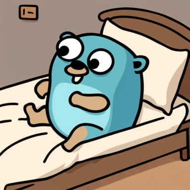 A sleepy Go Blue Gopher in bed