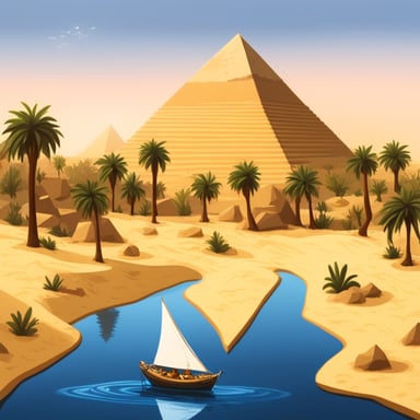 Go Blue Gopher, in the river Nile, looking at the pyramids of Giza.
