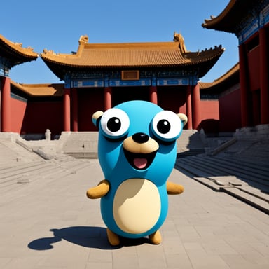In China, the Go Blue Gopher explores ancient landmarks, bringing joy and positivity to everyone it meets.