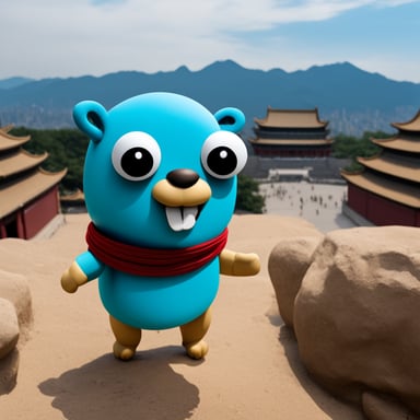 In China, the Go Blue Gopher explores ancient landmarks, bringing joy and positivity to everyone it meets.