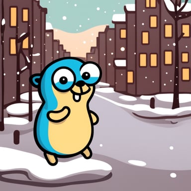 Happy Go Blue Gopher chilling in winter.