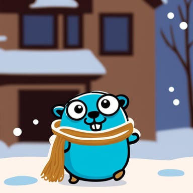 Happy Go Blue Gopher chilling in winter.