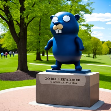 Go Blue Gopher at the Gettysburg Memorial.