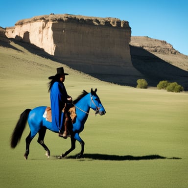 A gopher riding horseback with a Comanche war party in west Texas becomes Go Blue Gopher riding horseback with a Comanche war party in west Texas.