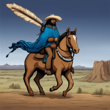 A gopher riding horseback with a Comanche war party in west Texas becomes Go Blue Gopher riding horseback with a Comanche war party in west Texas.