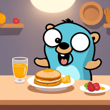 Go Blue Gopher, a friendly gopher who loves sharing meals with friends.