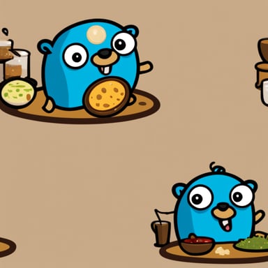 Go Blue Gopher, a friendly gopher who loves sharing meals with friends.