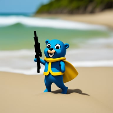 Go Blue Gopher storming the beaches of Normandy.