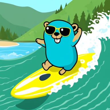 Go Blue Gopher surfing in the summer.