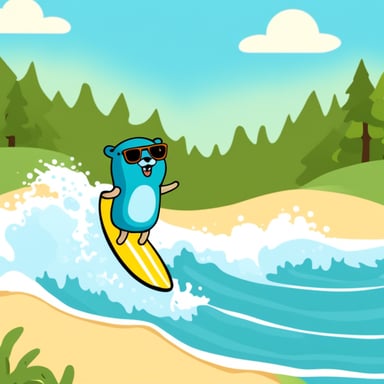 Go Blue Gopher surfing in the summer.