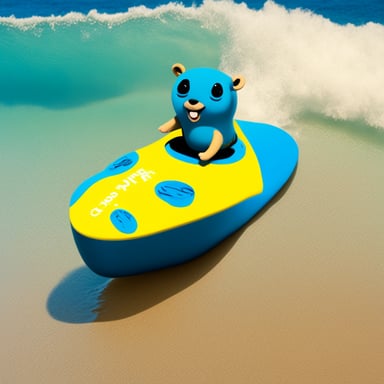 Go Blue Gopher surfing in the summer.