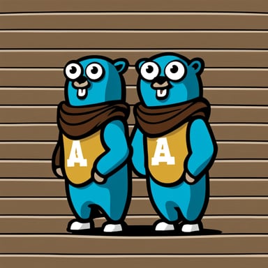 Two Go Blue Gopher mascots are stacked on top of each other.