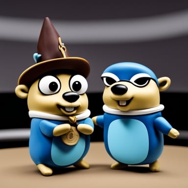 Two Go Blue Gopher mascots are stacked on top of each other.