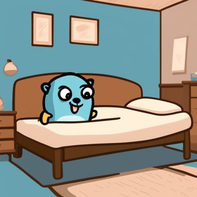 Go Blue Gopher laying in bed