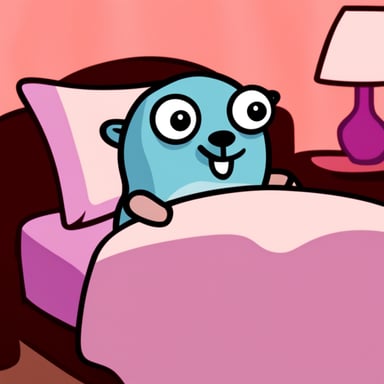 Go Blue Gopher laying in bed.