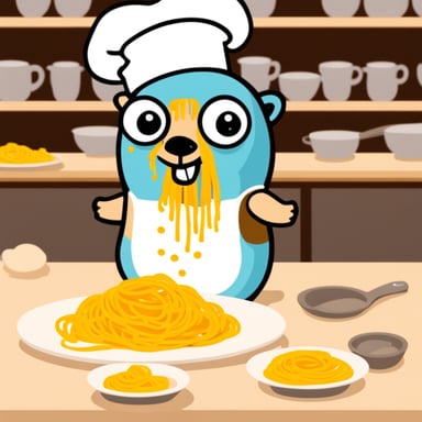 Go Blue Gopher is making pasta.