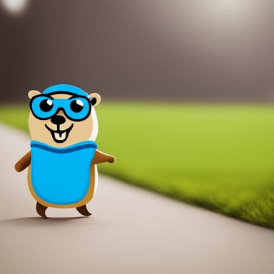 A gopher wearing a Go Blue Gopher costume.
