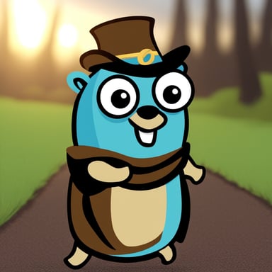 A gopher wearing a Go Blue Gopher costume.