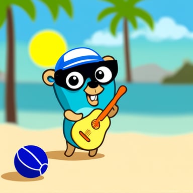 Go Blue Gopher playing beach tennis.