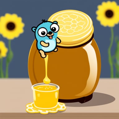 Go Blue Gopher inside a honey pot.