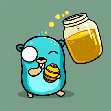 Go Blue Gopher inside a honey pot.