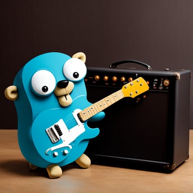 Go Blue Gopher guitar and amp.