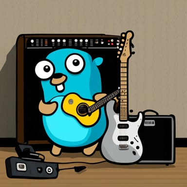 Go Blue Gopher guitar and amp.