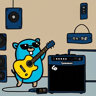 Go Blue Gopher guitar and amp.