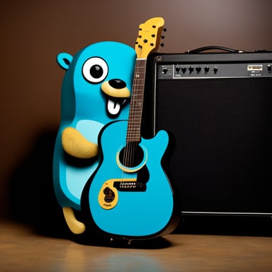 Go Blue Gopher guitar and amp.