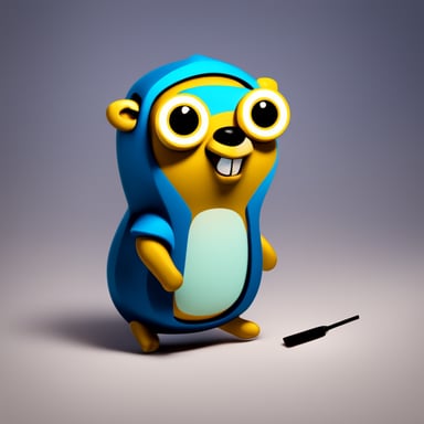 A go blue gopher is debugging production.