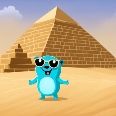 Go Blue Gopher explores the Pyramids of Giza.