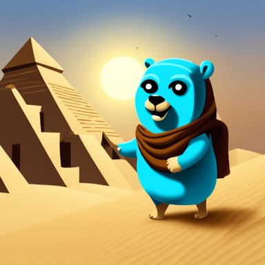 Go Blue Gopher explores the Pyramids of Giza.