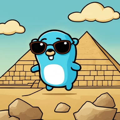 Go Blue Gopher explores the Pyramids of Giza.