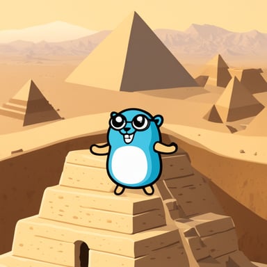 Go Blue Gopher explores the Pyramids of Giza.