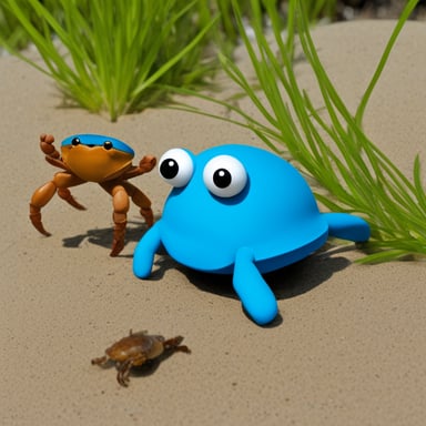 Go blue gopher makes friends with rust crab.