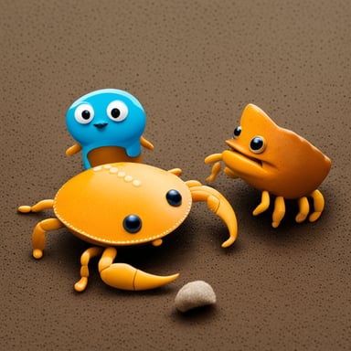 Go blue gopher makes friends with rust crab.