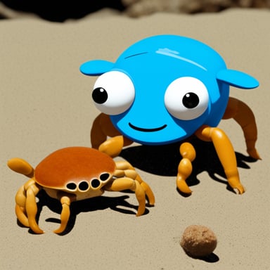Go blue gopher makes friends with rust crab.