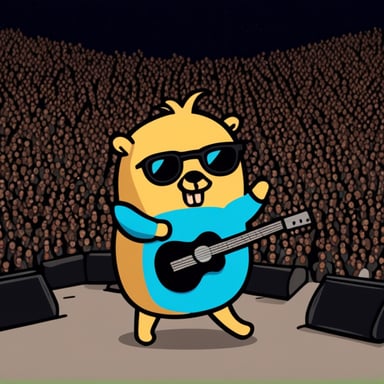 Go Blue Gopher at a heavy metal concert.