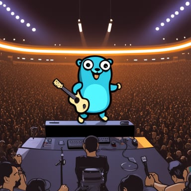 Go Blue Gopher at a heavy metal concert.